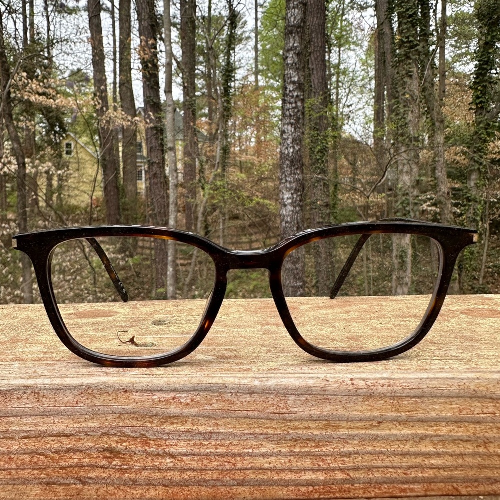 Tortoise Shell Square Glasses—Saint Laurent